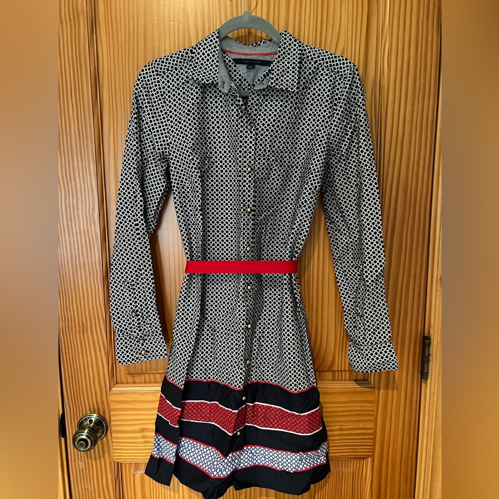 Tommy Hilfiger Cotton Button Down Dress with Belt